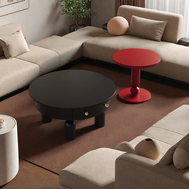 Ensemble de tables basses de style rétro, Noir / Rouge