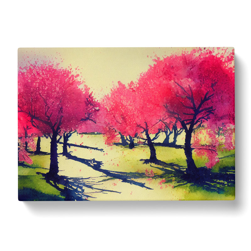 Righteous Cherry Blossom Trees - Wrapped Canvas, 35cm H x 50cm W x 3cm D