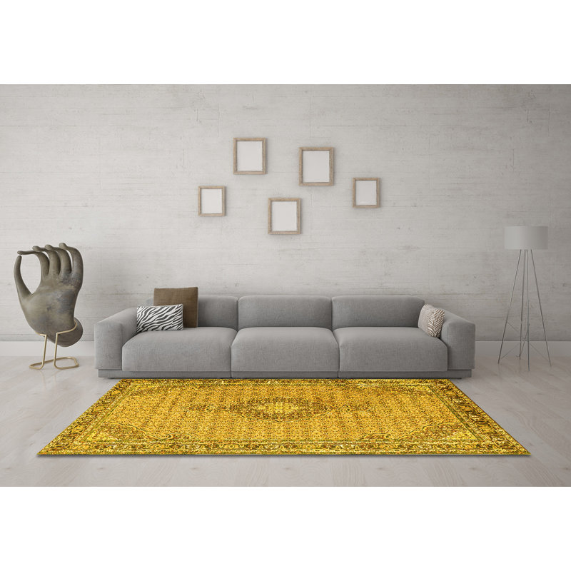 Anacelis Washable Oriental Indoor Rug, Square 5'