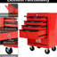20 po, rouge et noir, chariot de rangement à 5 outils, glissière à roulement, chargement sécurisé de 15 kg, coffre, fonction de traction, boîte verrouillable à roulettes, capacité de chargement élevée, organisateur, poignée