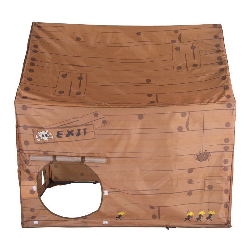 Brown Kids Clubhouse Tent with Secret Windows and Doors