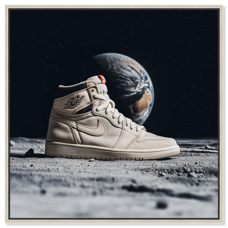 «Zero-G Jordans» par Art Remedy, H 13 po x l 13 po, Noir, Cadre flottant