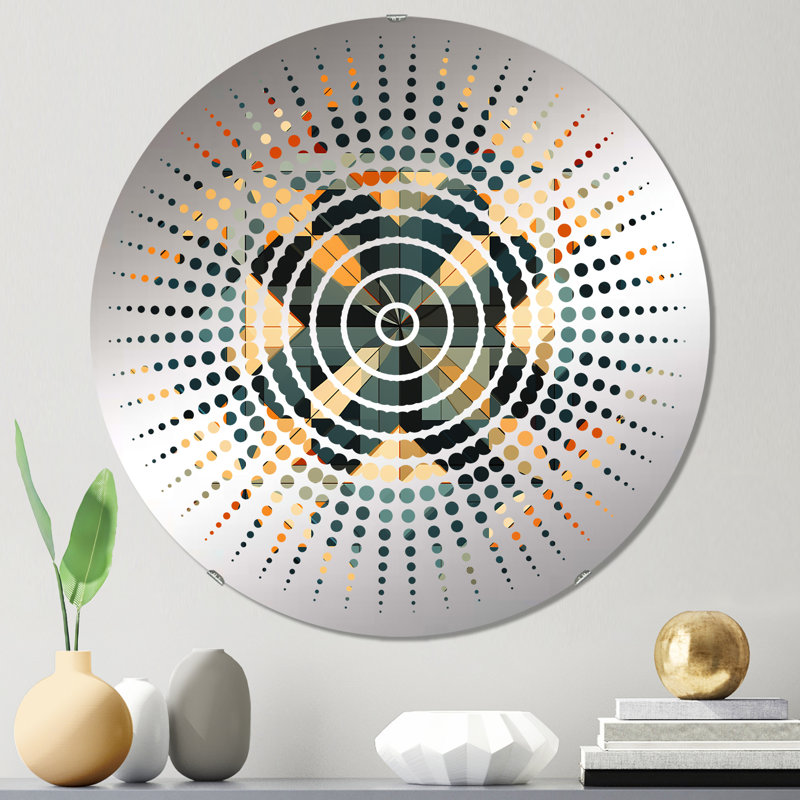 Classic Elegance Geometric Mosaic - Sun Circles Wall Mirror, 23.6" x 23.6"