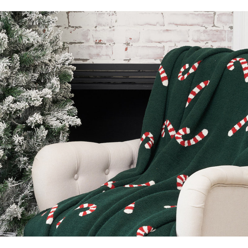 Candy Cane Christmas Knitted Throw Blanket