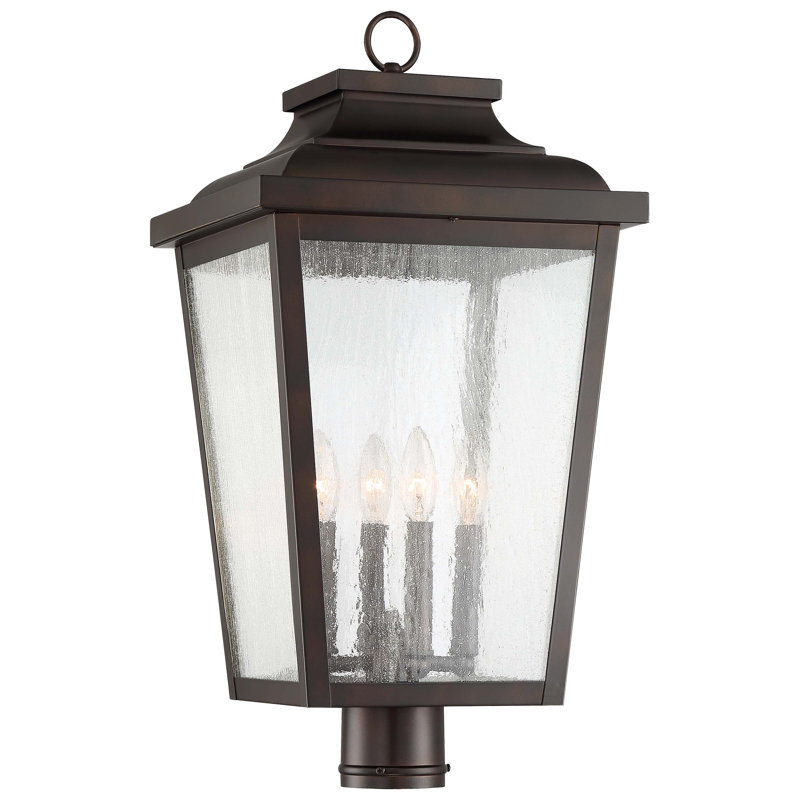 Mayhugh Stained Glass Seeded Lantern Head Post Lantern