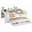 Lit de jour en bois avec couchette, tiroirs de rangement et tablettes latérales-73299540-73299530