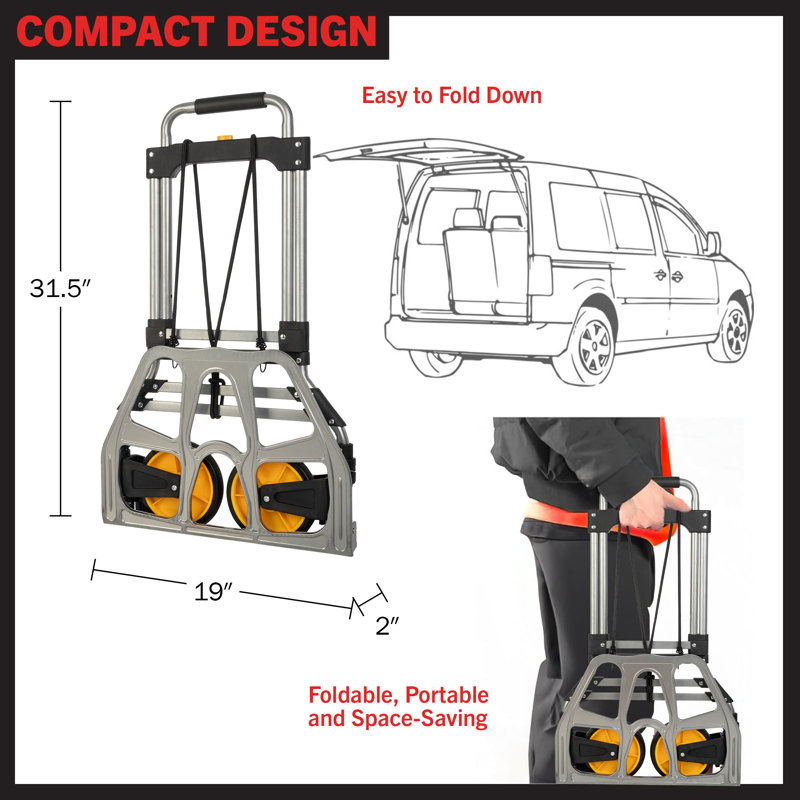 Chariot-chariot pliable avec roues Stalwart 330 lb