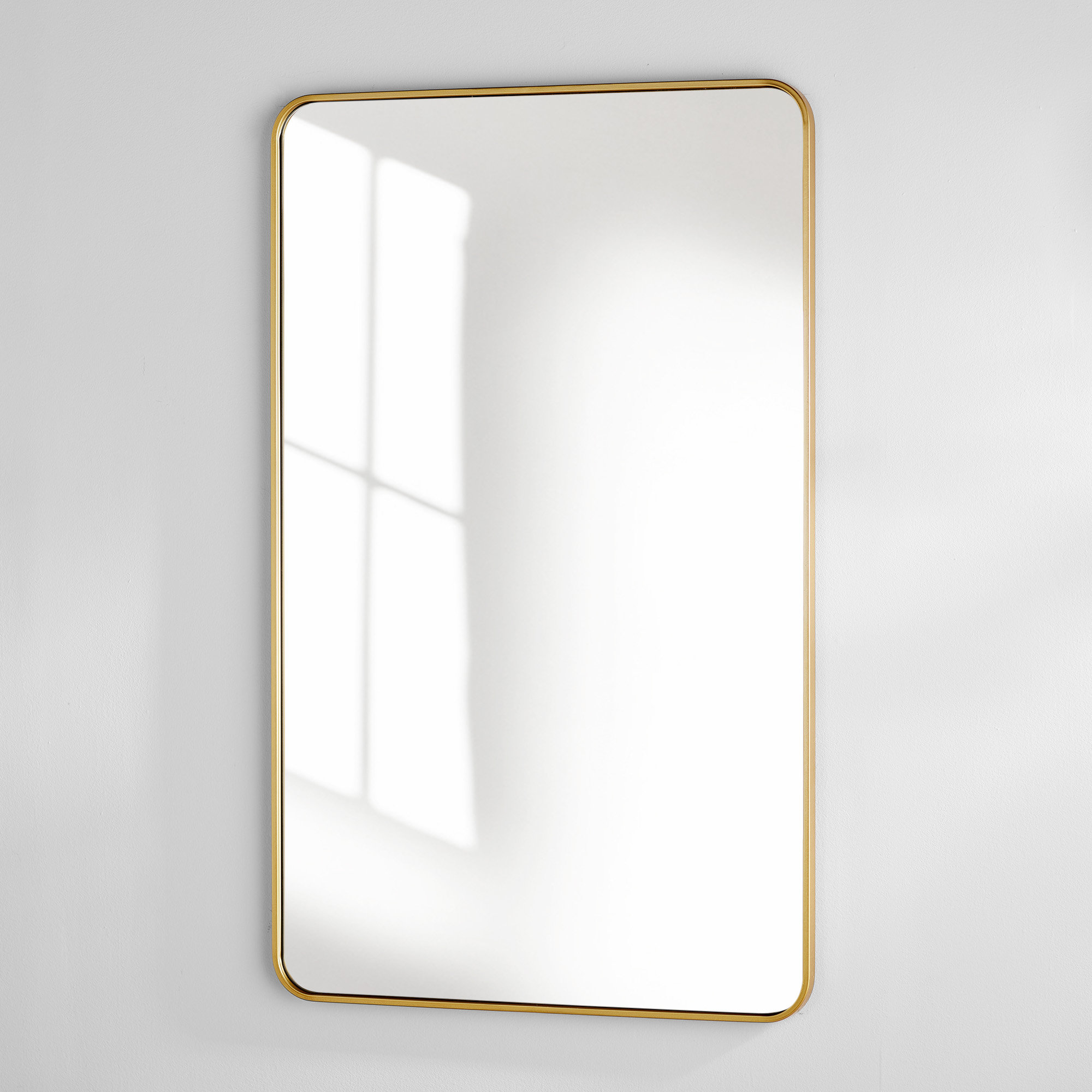 Sabine Metal Rounded Rectangle Wall Mirror, Brass, 48" x 30"