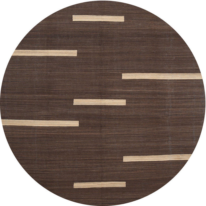 Tapis contemporain brun, Rond 5 pi