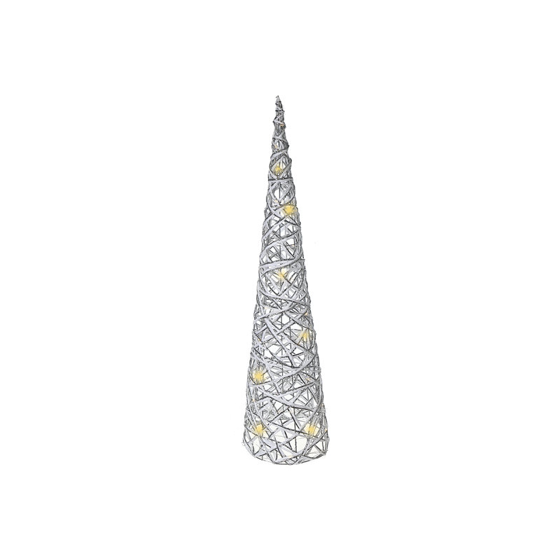 Arbre à papier cône à DEL moyen, Blanc / argent, H 31,5 po x l 7,8 po x P 7,8 po