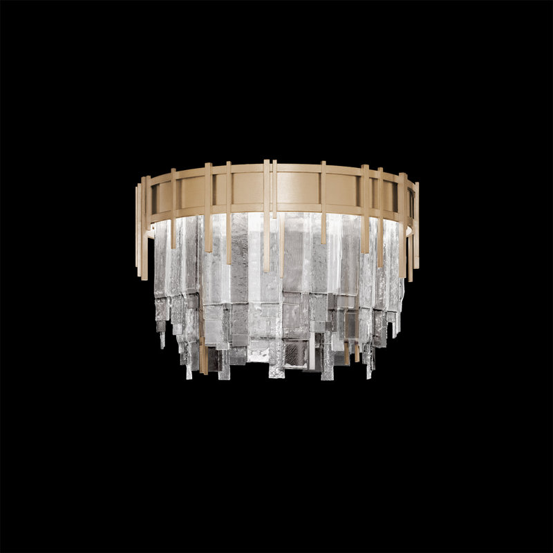 Plafonnier encastré Arpeggio, Verre transparent, Doré