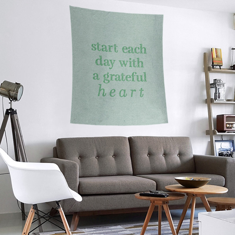 Tapisserie citation à l’écriture en polyester, H 60 po x l 51 po, Vert