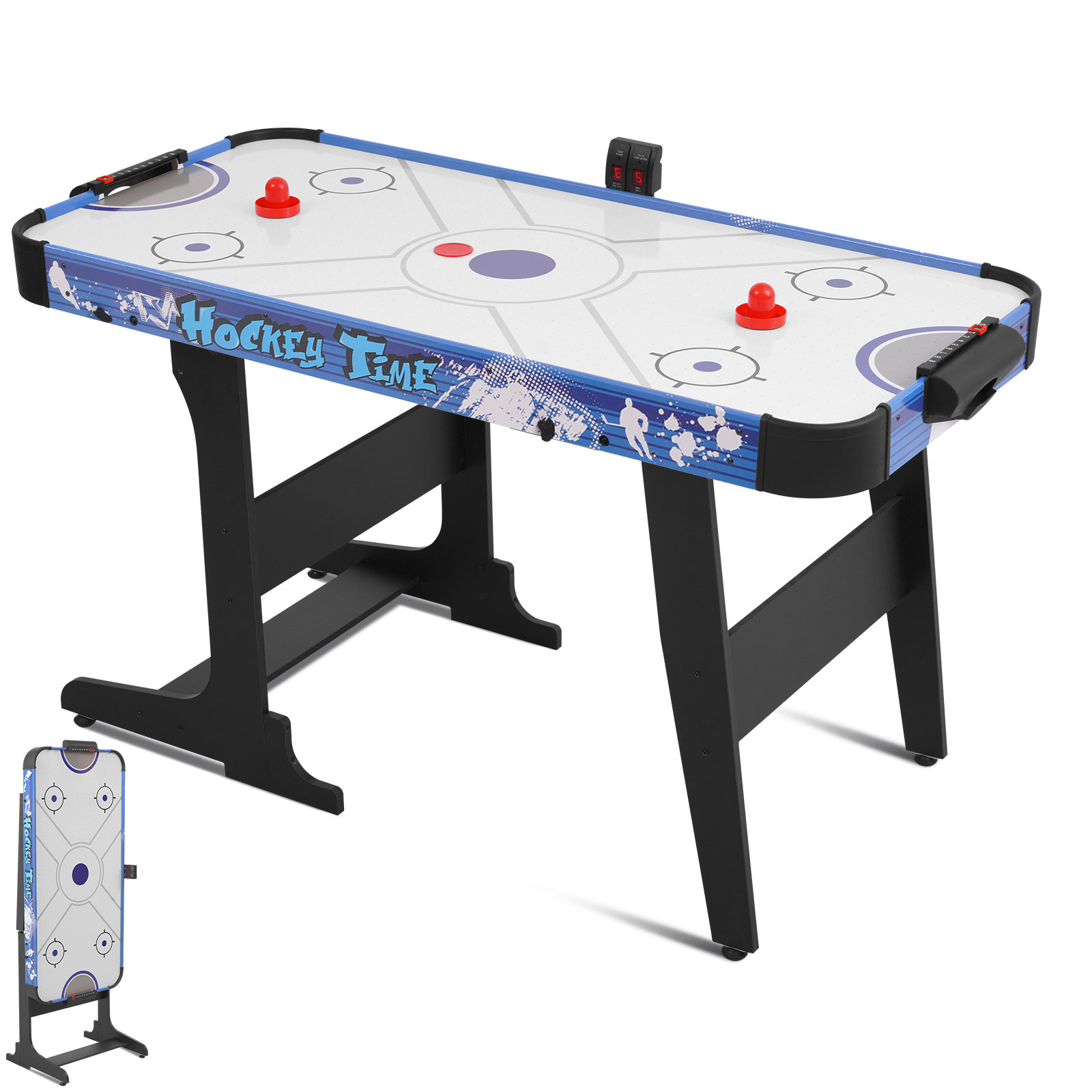 Jeu De Hockey Sur Air – Palet Flottant Avec 2 Poussoirs Rouges – Portable Léger – Transforme Une Table En Patinoire – Dès 6 Ans