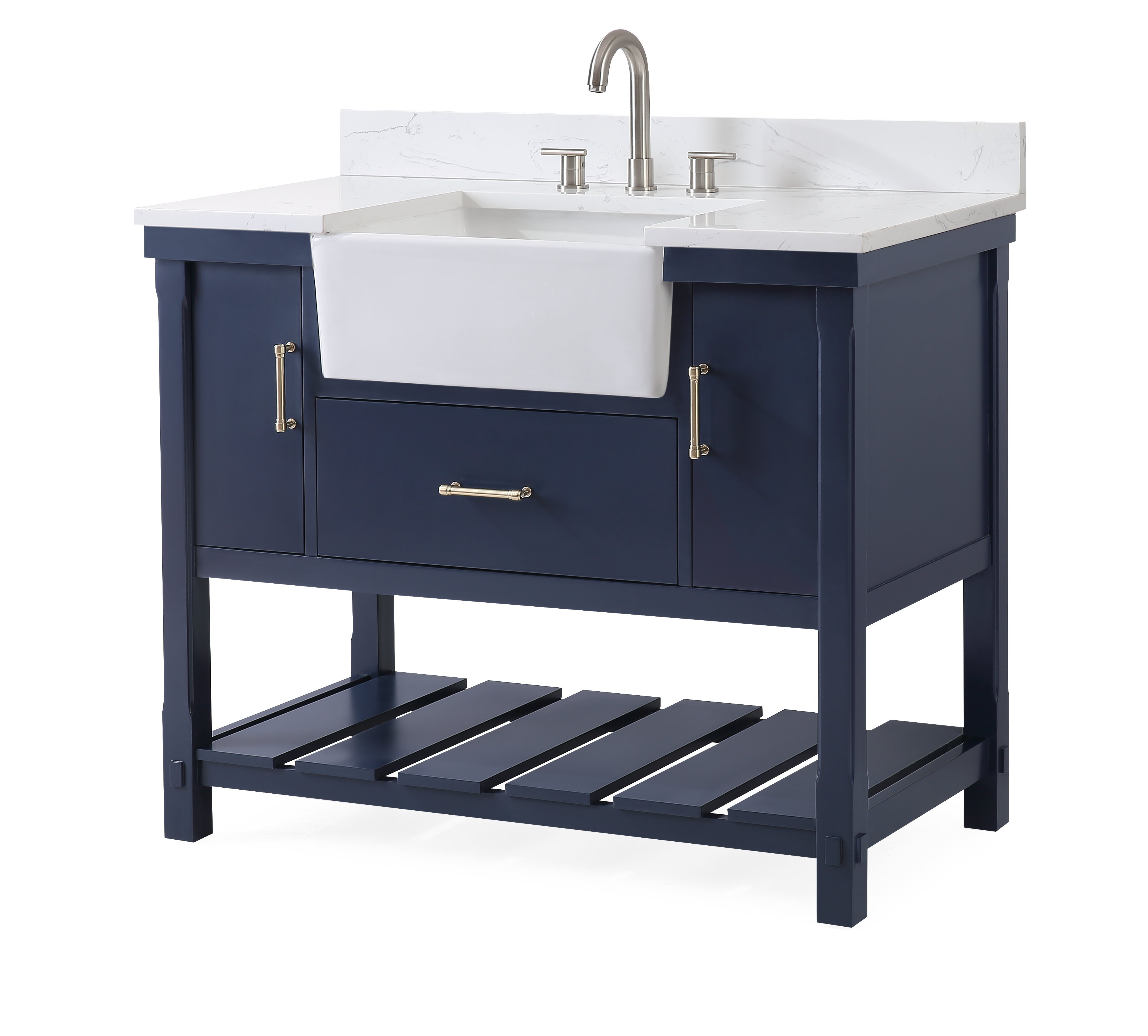 Red Barrel Studio® Kendia 42'' Inches Navy Blue Farmhouse Sink Bathroom
