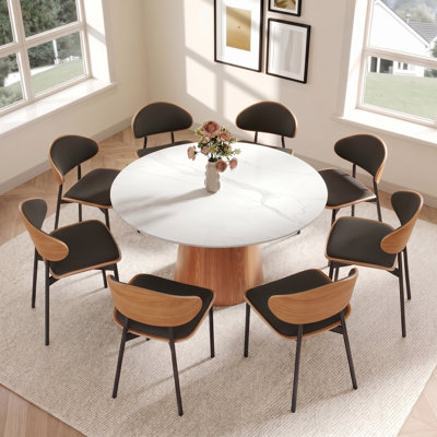 Table de salle à manger 7 pièces avec chaises rembourrées élégantes