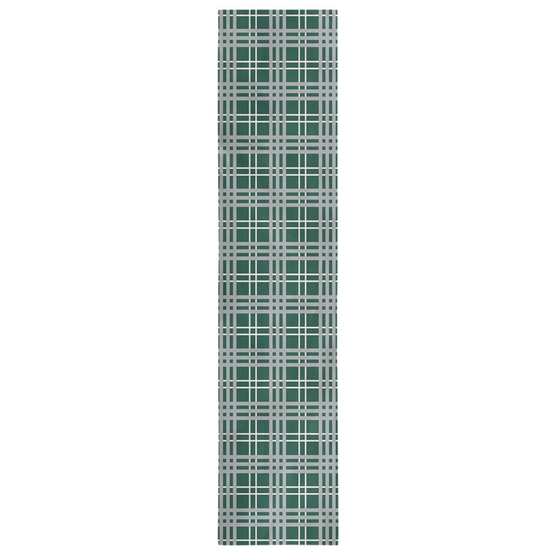 Chemin de table en polyester payant, L 90 po x l 16 po, Vert forêt / blanc / gris