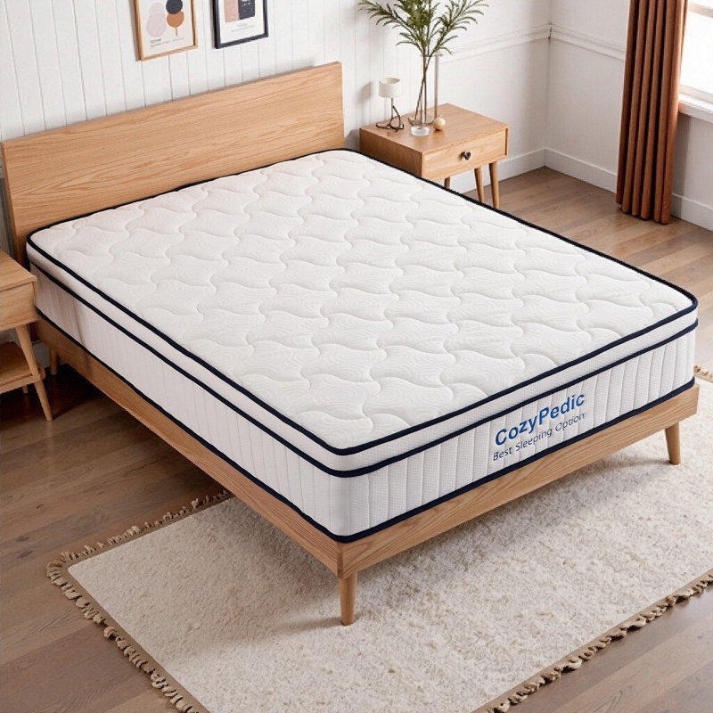 10/12 Inch Medium Firm Memory Foam Mattress with Pocket Springs - Cooling Cover for Back Pain Relief, Full/Queen/King, CertiPUR-US Certified
