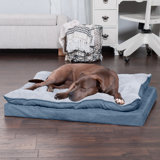Minky Faux Fur & Suede Orthopedic Dog Bed with Pillow-Top Removable Cover