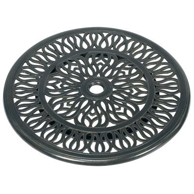 Red Barrel Studio 23.98" Cast Aluminum Lazy Susan Turntable, 360° Rotating Display Tray With Silent Bearings, Round Table Top Swivel Serving Plate With Umbrella Hole For Outdoor Dining Table, Elizabeth Style