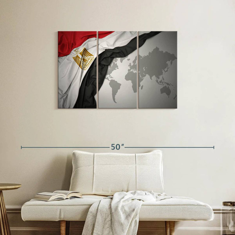 Egypt Flag On World Map, 24" H x 38" W