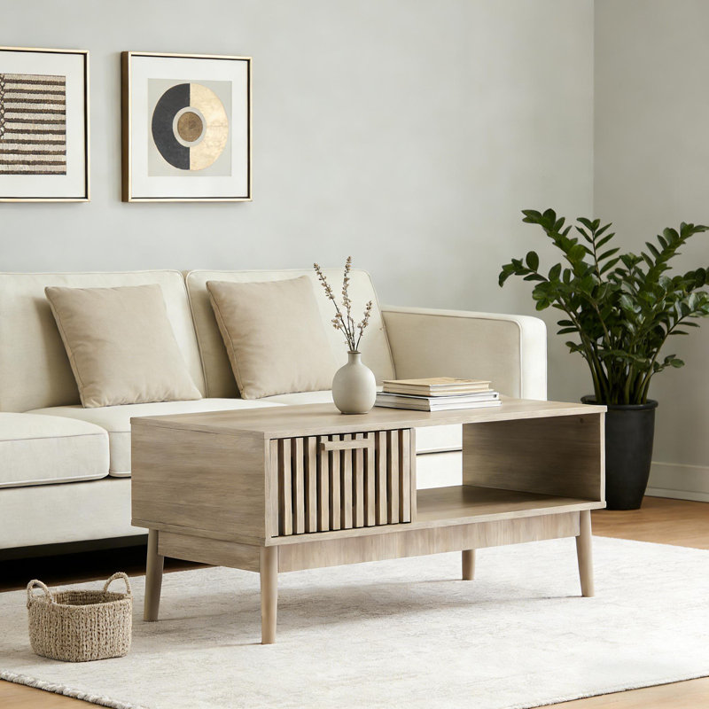 Modern Farmhouse Coffee Table with Storage for Living Room