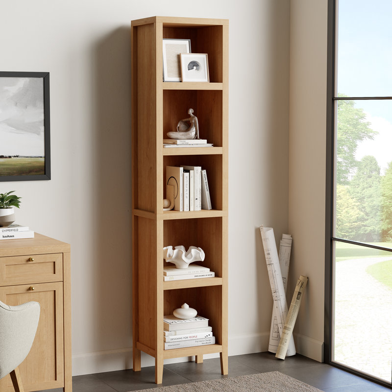 Bibliothèque haute et étroite, tablette cubique ouverte à 5 niveaux, bibliothèque de rangement modulaire autoportante pour salon, bureau ou salle d'étude