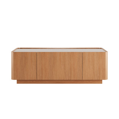 46.8" Mid-Century Modern Glass Top Coffee Table,Rectangular Center Table With Hidden Storage Drawers For Living Room,Contemporary Storage Coffee Table
