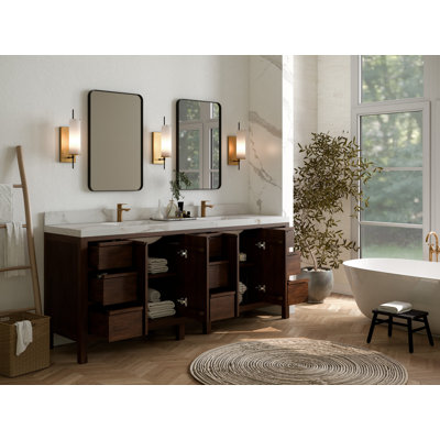 Willow Collections 84'' Double Bathroom Vanity with Quartz Top | Wayfair