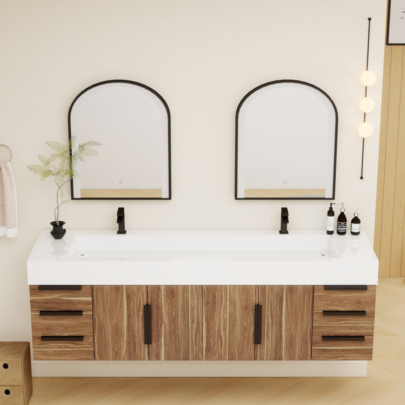 Meuble-lavabo simple mural 72 po Jessica, Chêne naturel