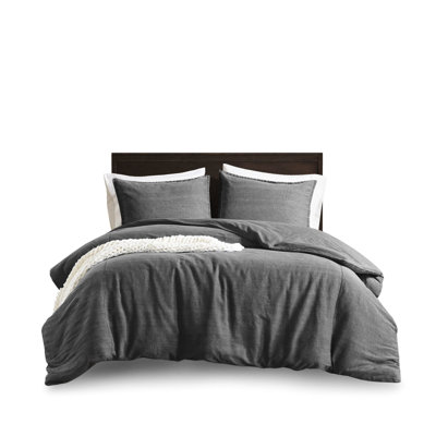 3pcs Full/queen Duvet , 100% Cotton Twill, Oversized, Skin-, Softness, , Secure Closure, Grey, All Sleep Twill Washed For Skin- Rest, A Soft Touch, Timeless Decor,