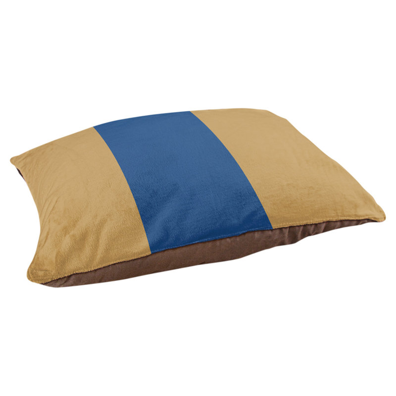 Coussin rectangulaire designer Kansas City, Moyen (L 30 po x l 40 po), Doré / bleu royal / doré