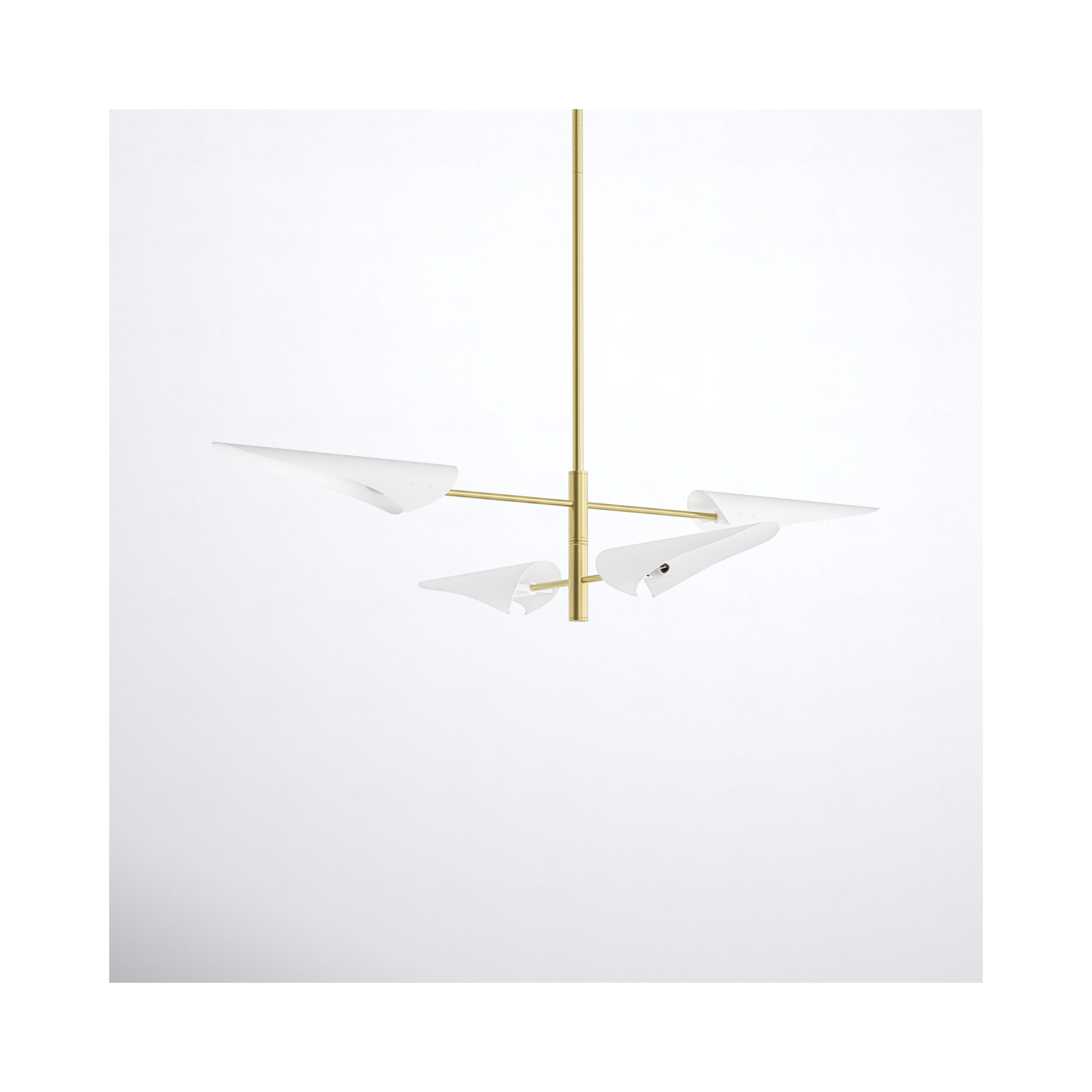 Cortina 4 - Light Metal Dimmable Chandelier, White, Satin Brass