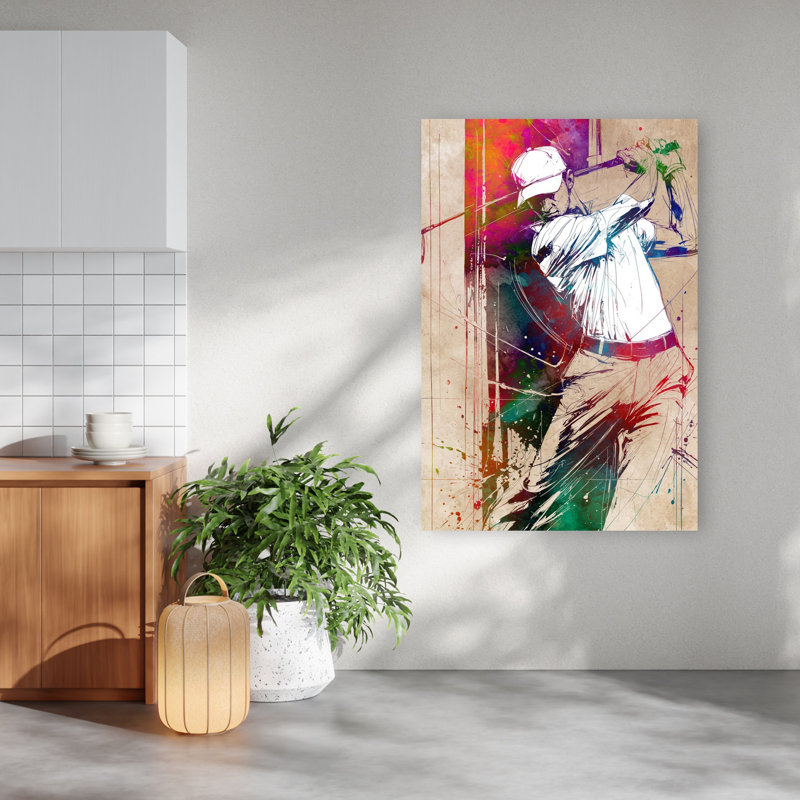 Art mural dynamique et dynamique, golfeur dynamique, H 60 po x l 40 po