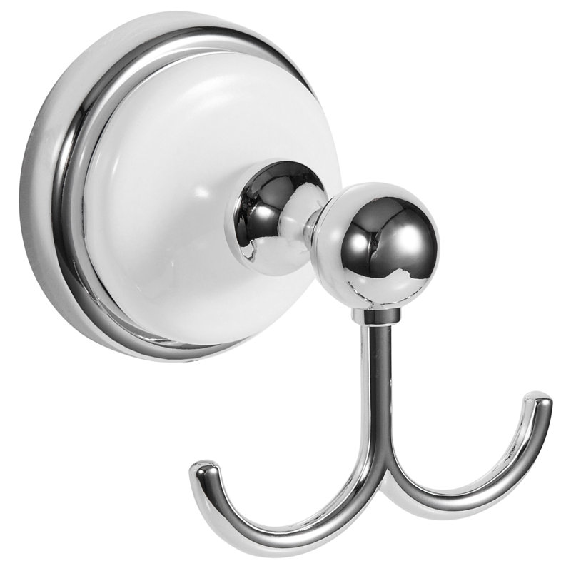 Savannah Mounting Robe Hook, Polished Chrome/White