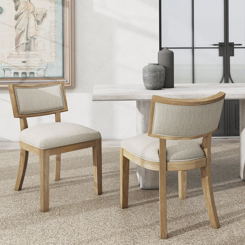 Ensemble de 2 chaises de salle à manger de style campagnard rembourrées avec structure en bois d'hévéa durable et confort moelleux.