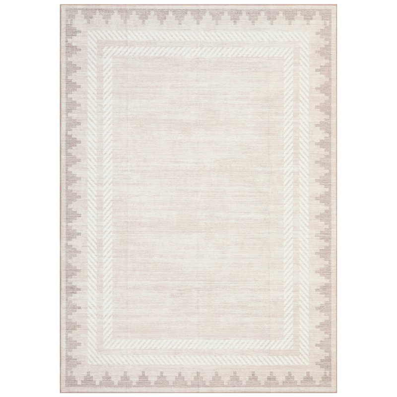 Modern Geometric Machine Washable Rug with Non Slip TPR Backing, Low Pile Non Shedding Floor Covering, Soft Thin Foldable Mat for Living Room Bedroom Nursery