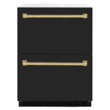 ZLINE Autograph Edition 24 In. Touchstone Refrigerator Drawer in Black Matte and Gold