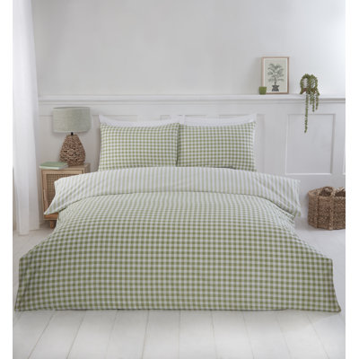 Raevynn Cotton Blend Gingham Duvet Cover with Pillowcases