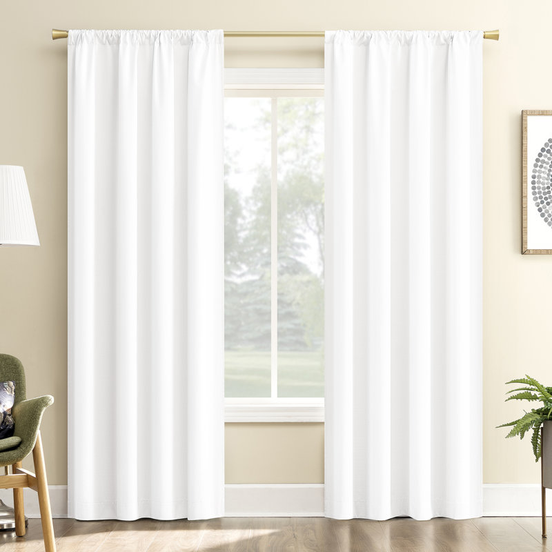 Karina Textured Blackout Rod Pocket Curtain Panel, White, 40" W x 84" L