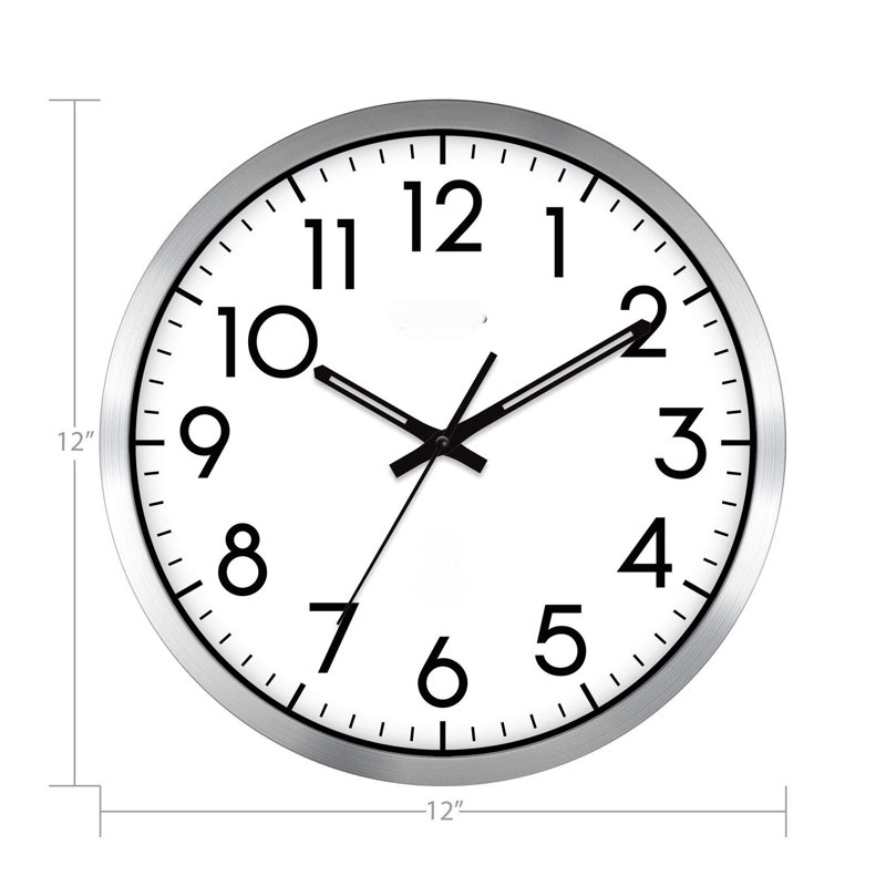 12" Silver Brushed Finish - Sets Automatically- Battery Operated - Easy To Read - Easy To Use– Modern Design And Style