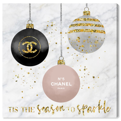 «Fashion and Glam Fashion Ornaments», reproduction d'art sur toile dorée scintillante