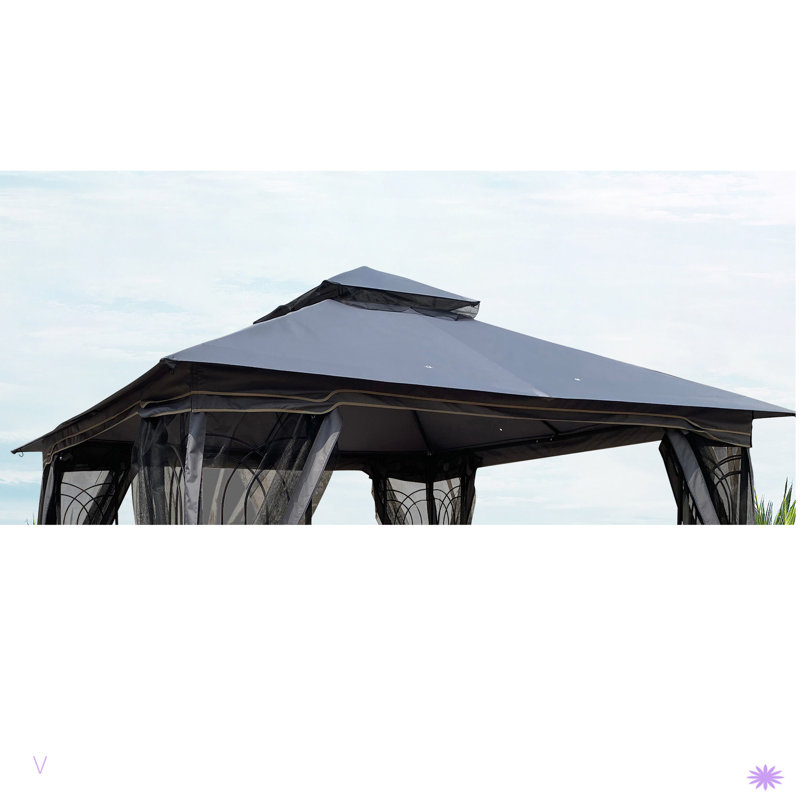 Patio Double Roof Gazebo Replacement Canopy Top Fabric, Gray