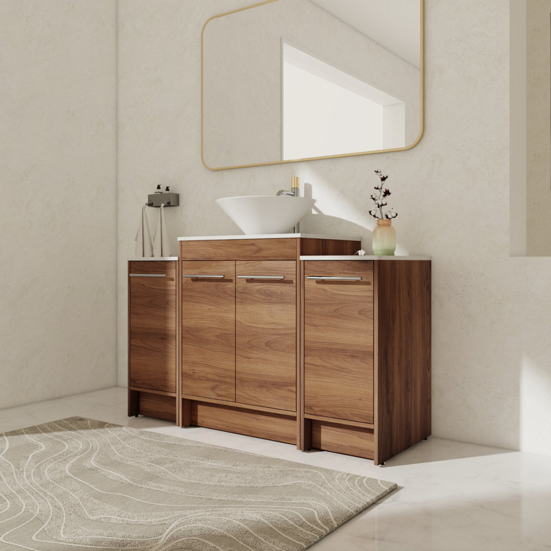 Ensemble de meuble-lavabo autoportant simple 47,23 po avec plateau en céramique Deysha