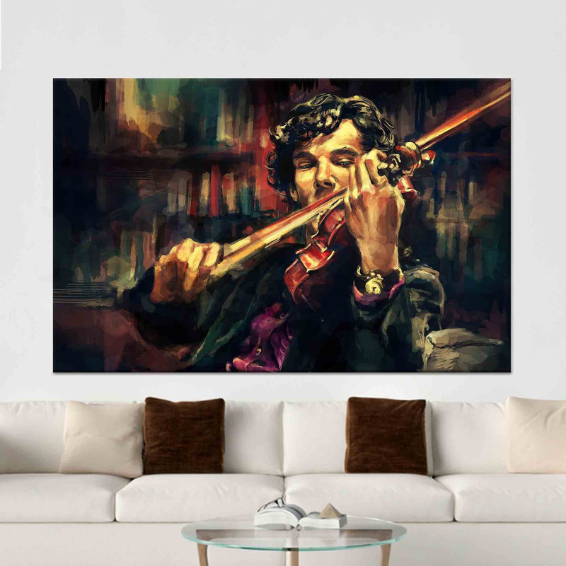 "Elegant Abstract Violin", impression sur toile en verre trempé moderne, 1P, 23,7 po H x 31,6 po l