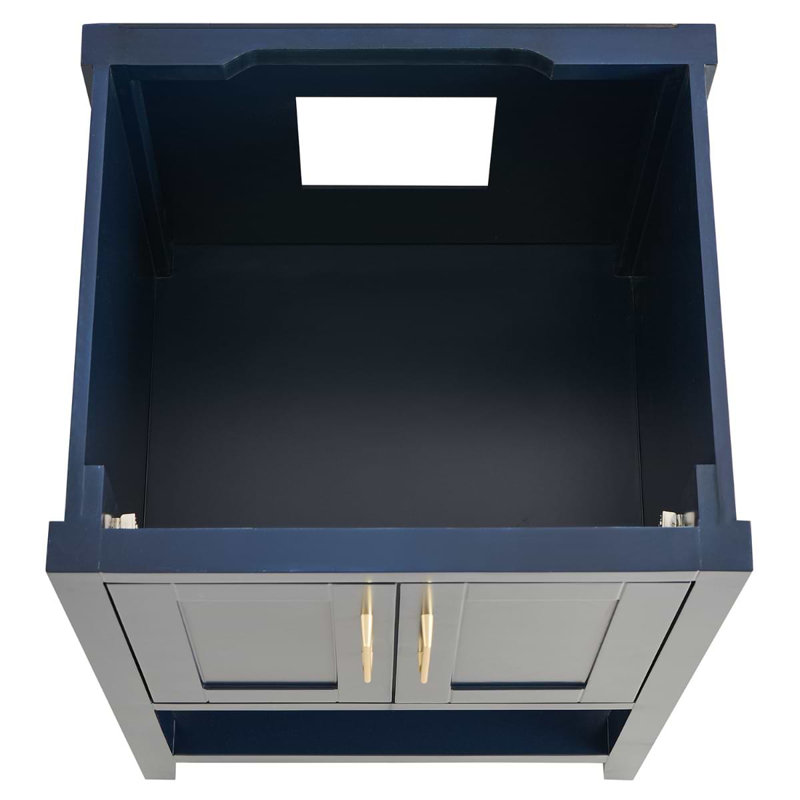 Sheraton 24" Freestanding Standard Single Bathroom Vanity with Top, Gold Zinc Alloy, Navy