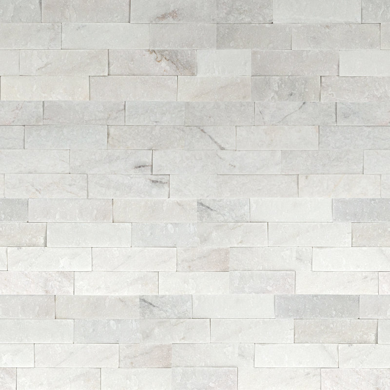 Carrelage mural en pierre naturelle à panneau divisé 6 po x 24 po Stonecrest, Neige