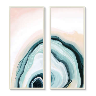 «Abstract Seashell Interior Round Curves Blue Beige» par Grace Popp - ensemble de 2 reproductions d'art