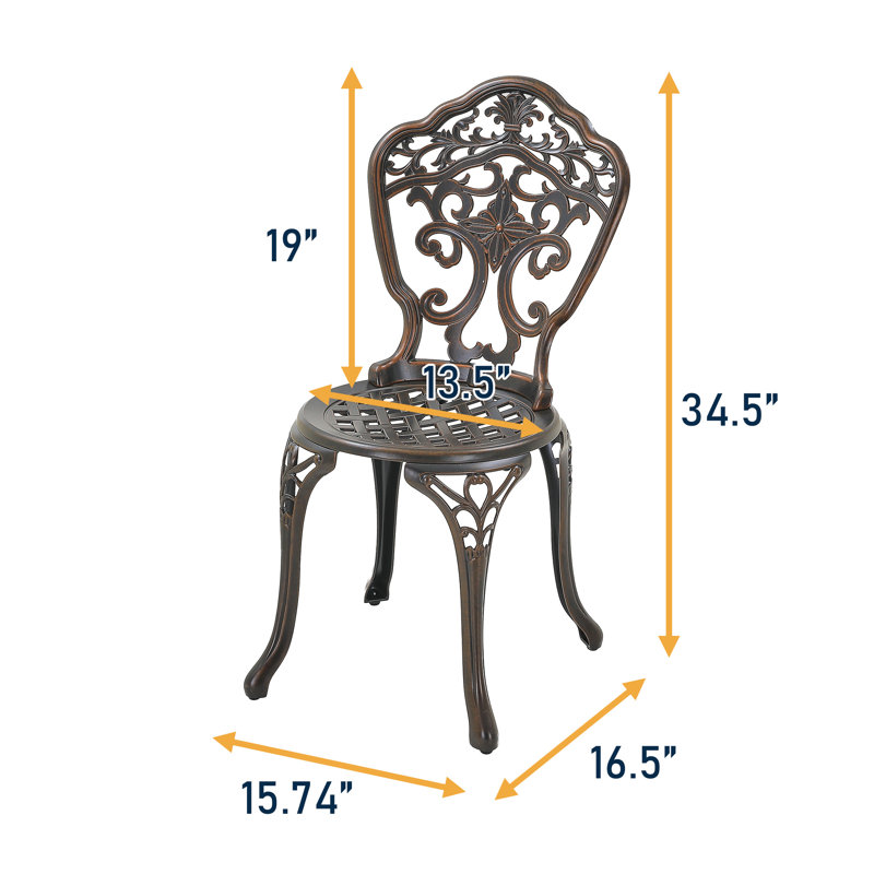 Bedros 2 - Person Patio Dining Set with Round Table, Bronze