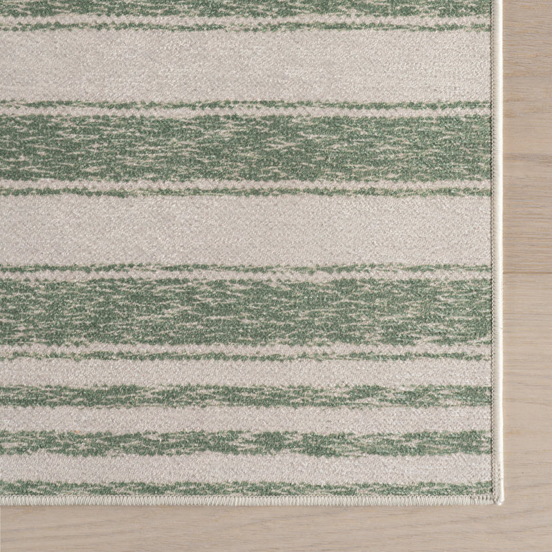 Xaren Coastal Striped Machine Printed Washable Rug, Rectangle 9'6" x 13'6"