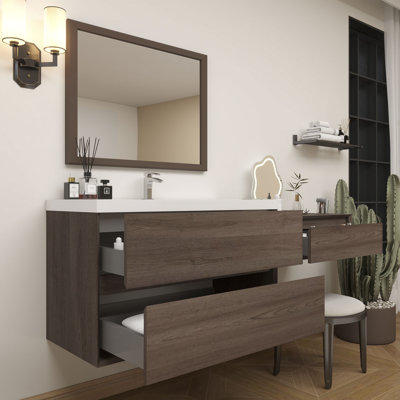 Meuble-lavabo mural 72 po avec évier en acrylique renforcé Aliki